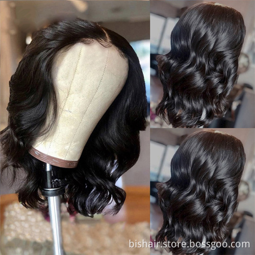 BIS Short 4x4 Frontal Lace Body Wave Bob Wigs With Brazilian 150 Density Transparent Lace Closure Wigs Hair For Black Woman